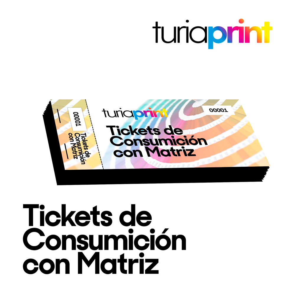 Vale Por Una Consumicion Tickets Personalizados con Matriz - TURIAPRINT IMPRENTA - Imprenta Online -  Impresión Digital y Offset